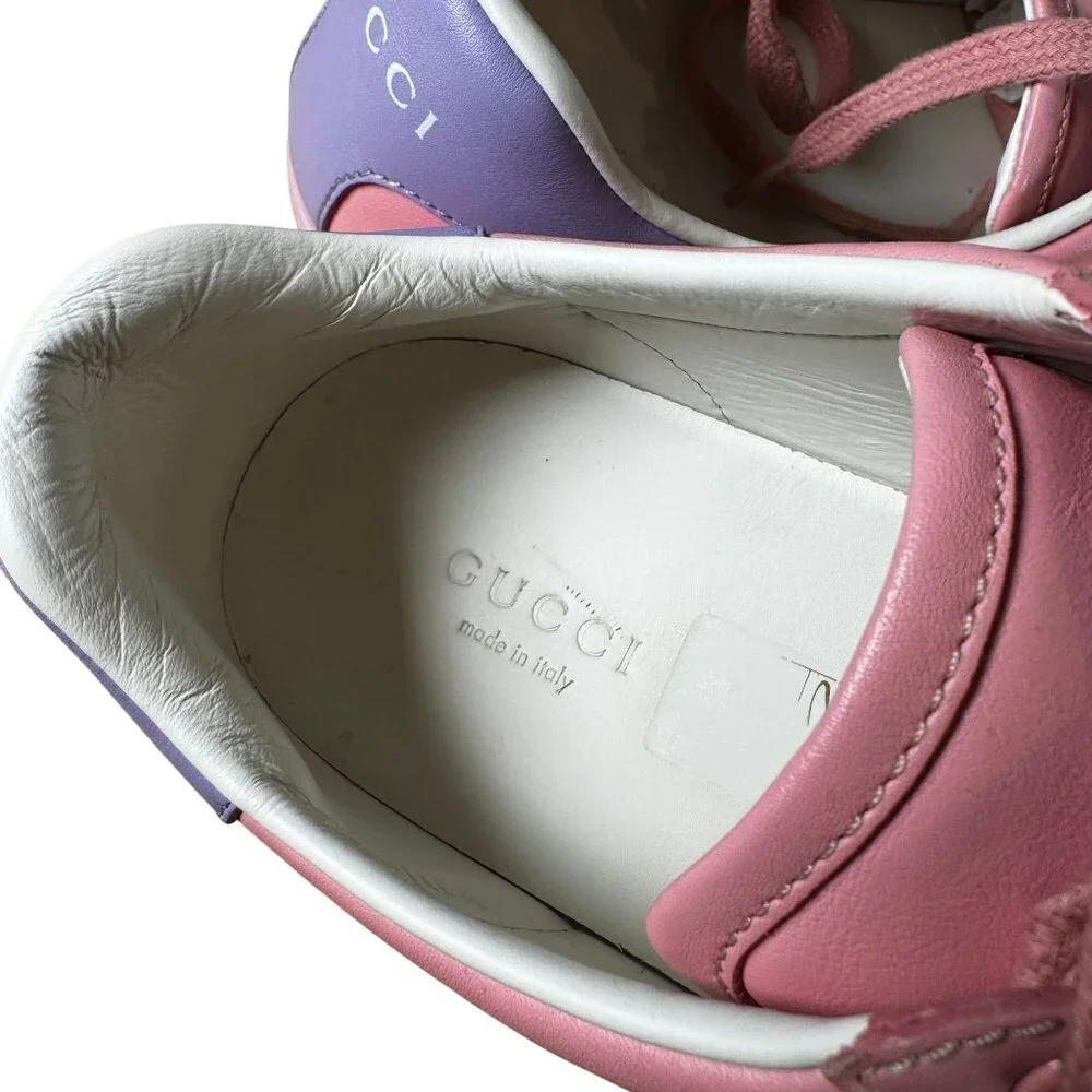 Gucci Ace Interlocking GG Perforated Sneaker Rose Pink Size 37 - Picture 8 of 12